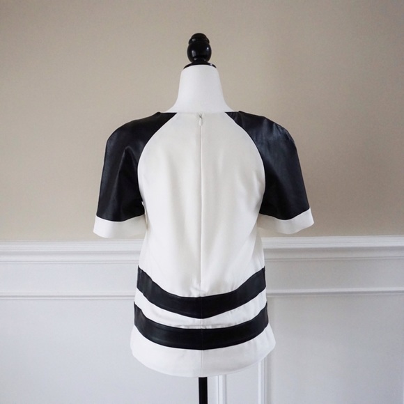 Black and white faux leather t-shirt - Picture 2 of 5